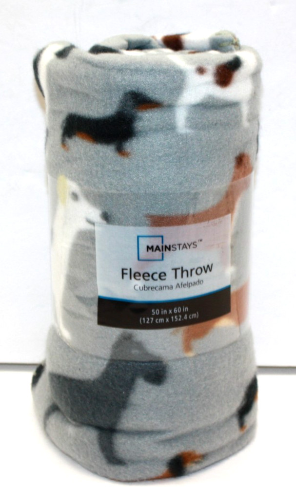 Mainstays 50 x 60 Lightweight Fleece Throw Dogs Pattern Gray NWT