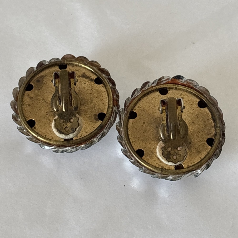 Silver Sequin Dome Button Clip-on Earrings Disco Vintage 70s