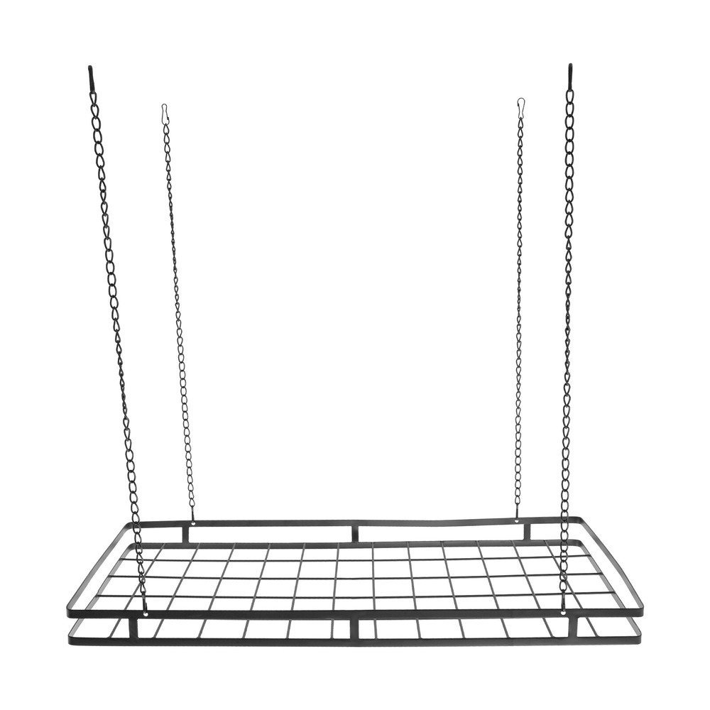 Modern Hanging Pot Holder Pan Hanger Kitchen Ceiling Rack with 12 Hooks Black