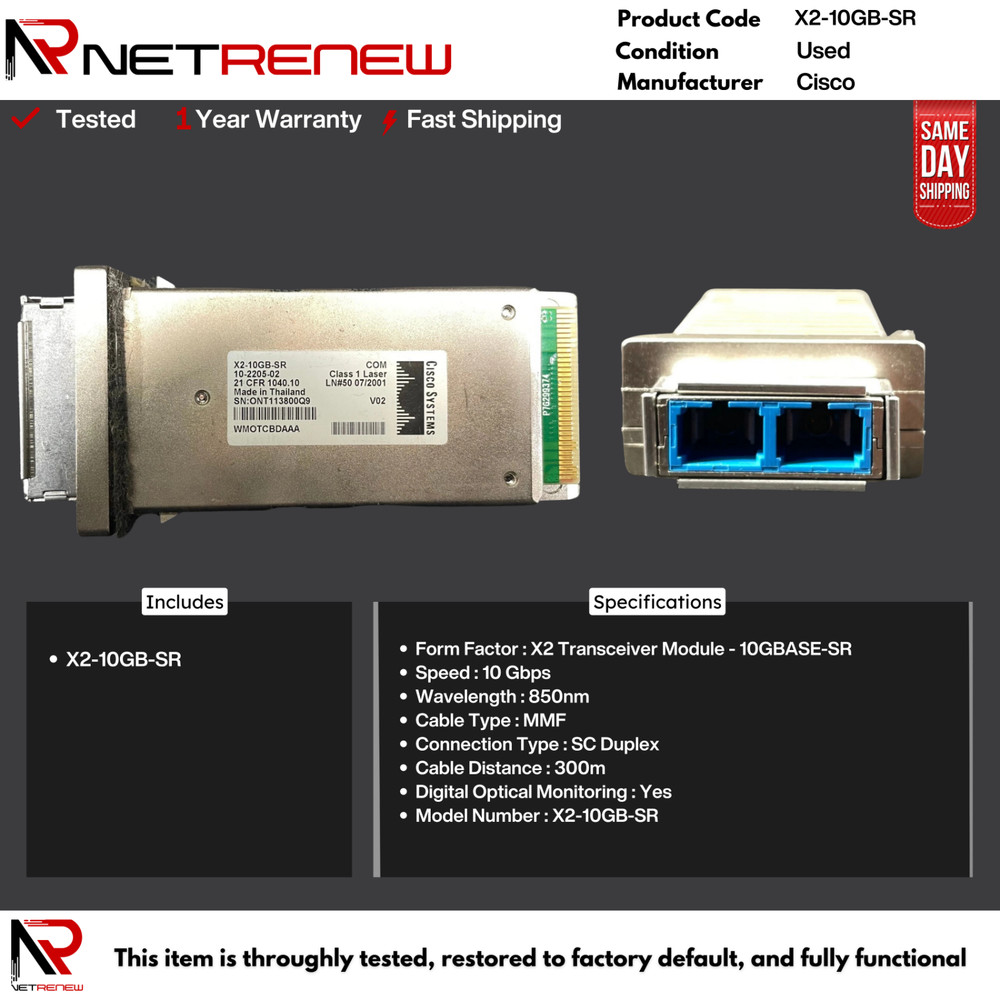 Cisco Genuine X2-10GB-SR 10GB Transceiver Module