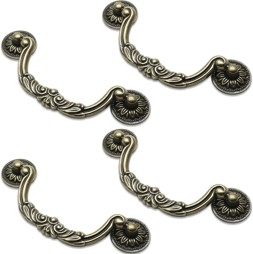 4 Pcs 5 Inch Bail Handle Drop Pulls Vintage Drop Bail Drawer Pulls Antique Bronz