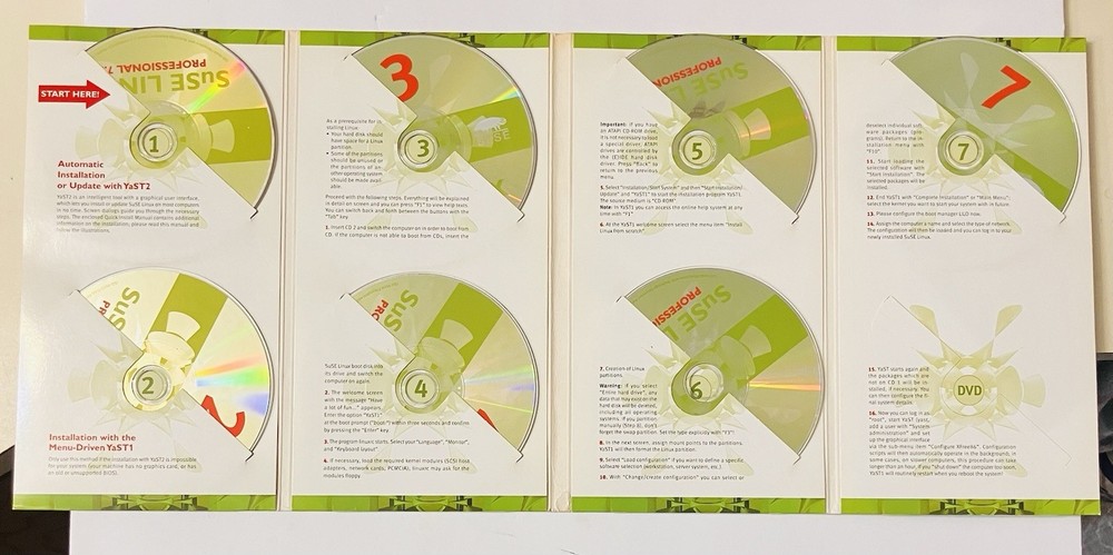 SuSE Linux Professional 7.3 Boxed Set (7-CD) Vintage Linux OS w/ Manual 2000s PC