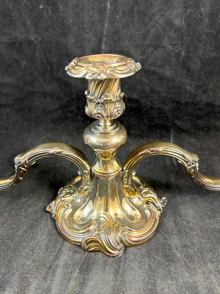Reed and Barton Pattern 164 Silverplate 3 Light Candelabra 6.75 Inch Height