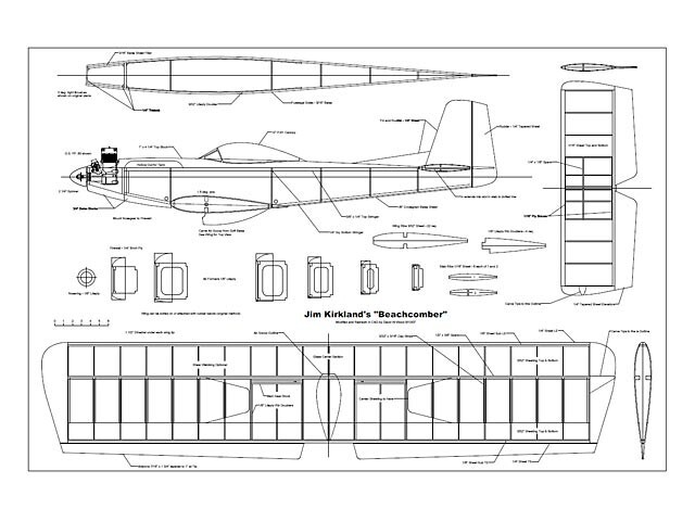 Beachcomber Pattern Plane 64" Wingspan RC Model Airplane Printed Plans Templates
