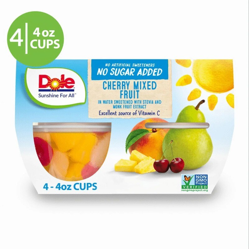 (4 pack) Dole NSA Cherry Mixed Fruit Bowls, 4oz (4 Cups)