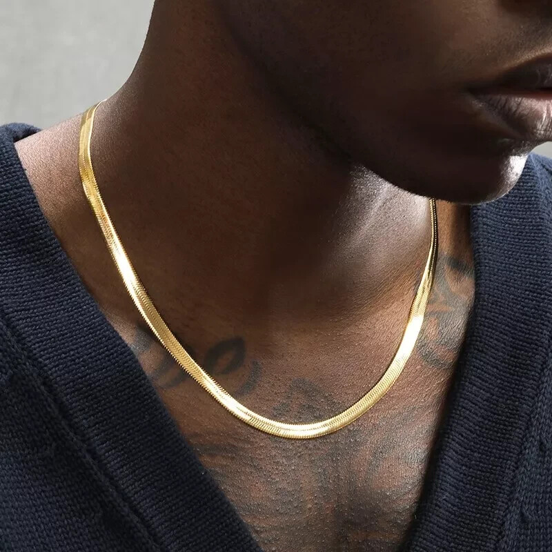 10K Solid Yellow Gold 5.5mm Flat Snake Chain Necklace 20"