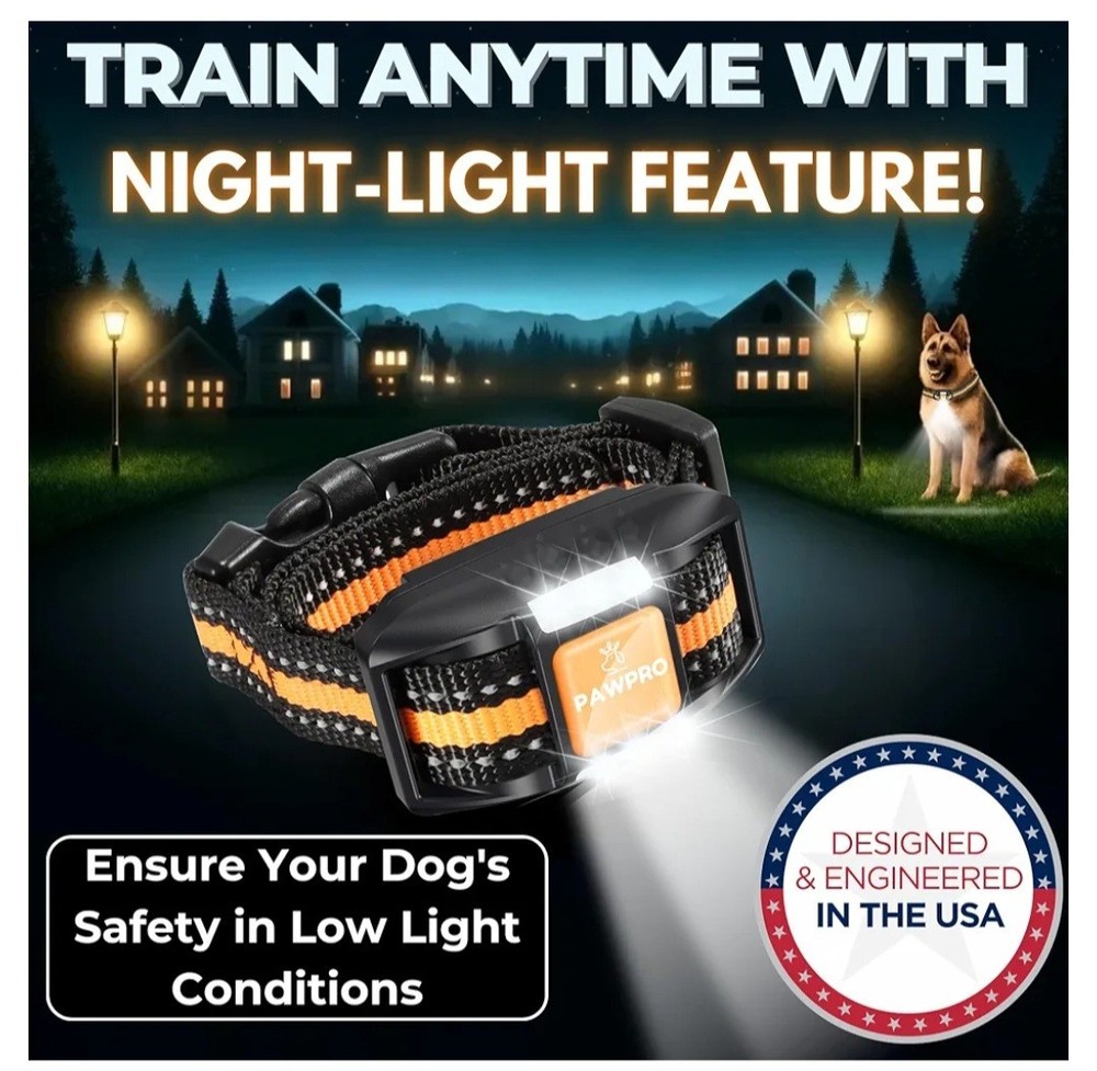 Dog Shock Collar with Remote, Unmatched 4-Mile Range, Night-Light Mode, Training