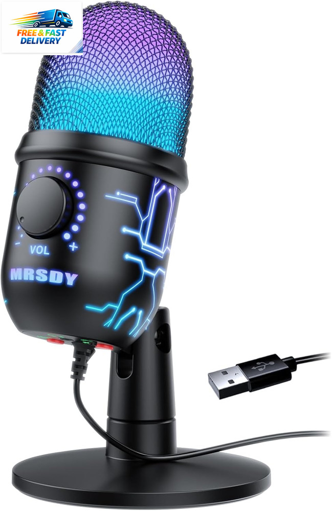 Gaming Microphone, USB Computer Microphone for PC, Mac, /5, Condenser Podcast Mi