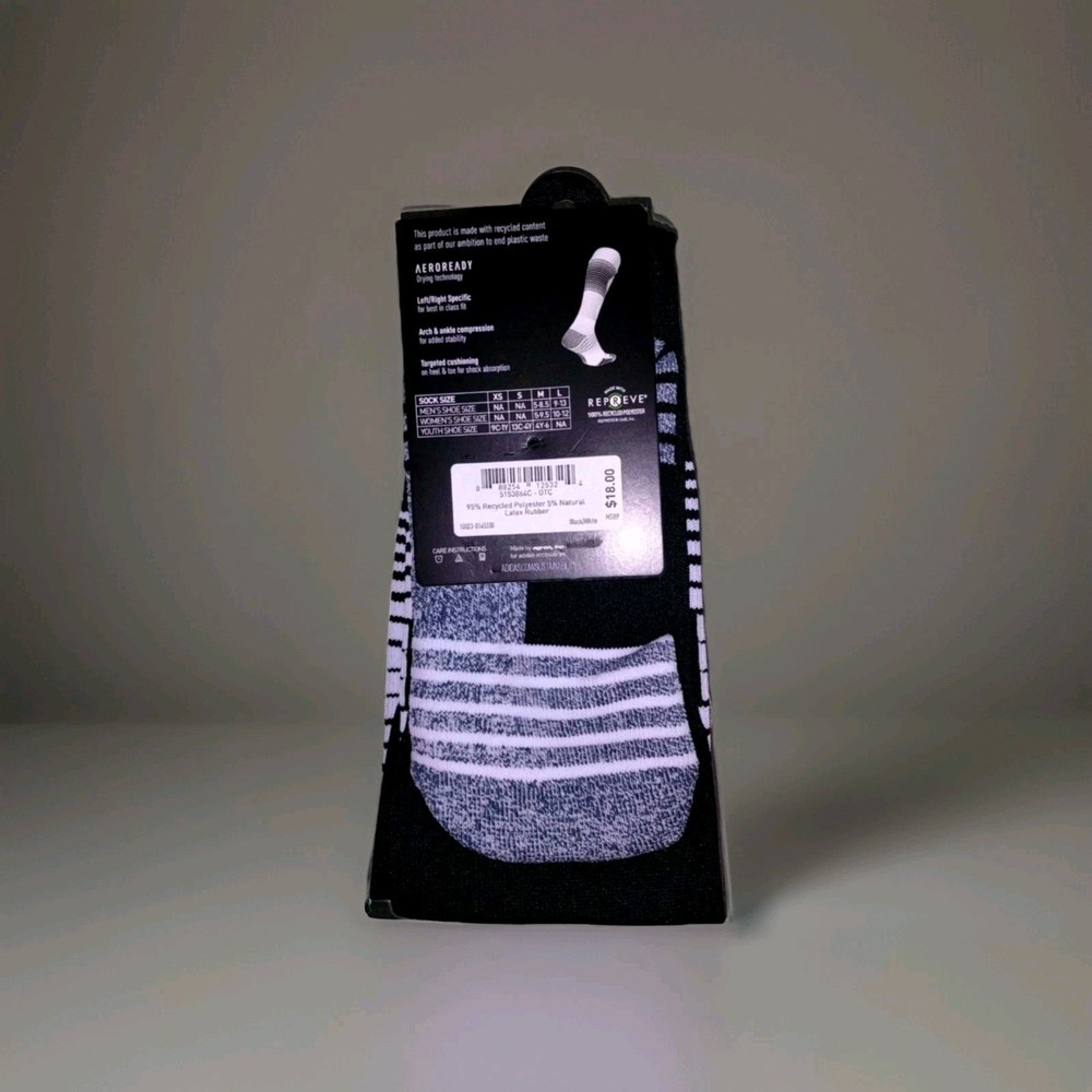 Adidas Soccer Team Speed Sock Black White Medium - Made with Recycled Polyester