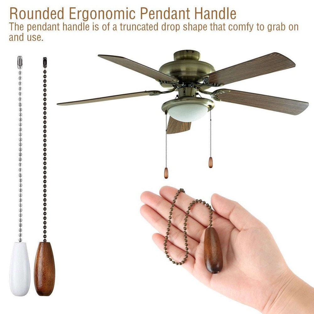 1/2/4Pcs Ceiling Fan Chain Pulls Wooden Pull Chain Extension Pull Chain for Ceil