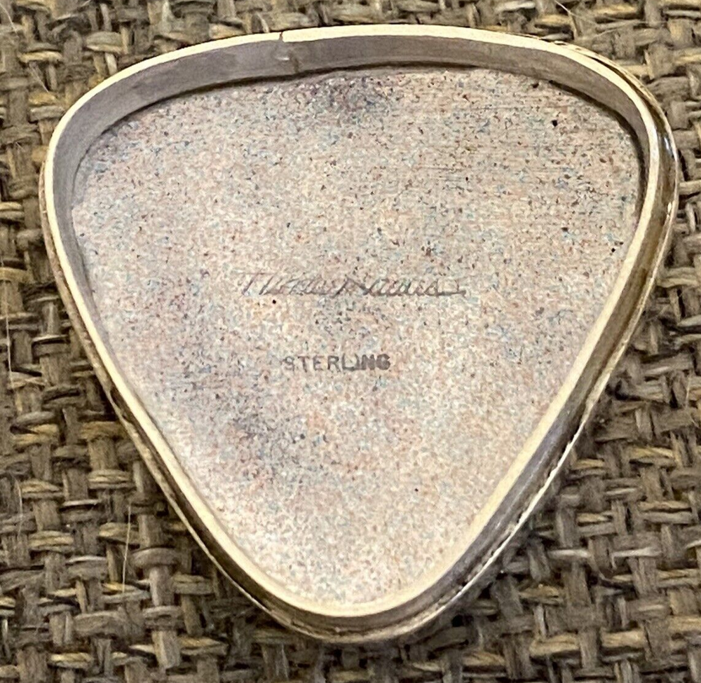 Hilda Kraus Mid Century Modern Sterling Silver & Enamel Triangular Box Signed