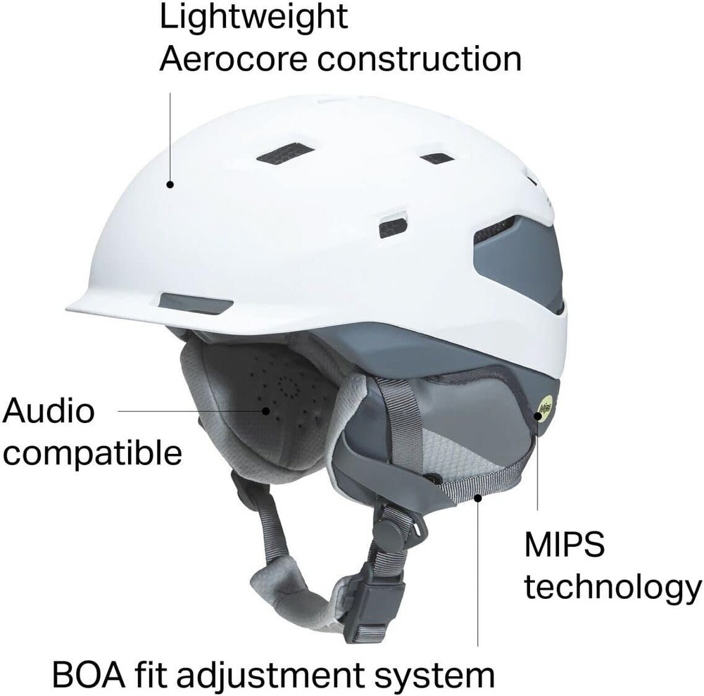SMITH Quantum MIPS Snow Helmet Matte White / Charcoal Size Small