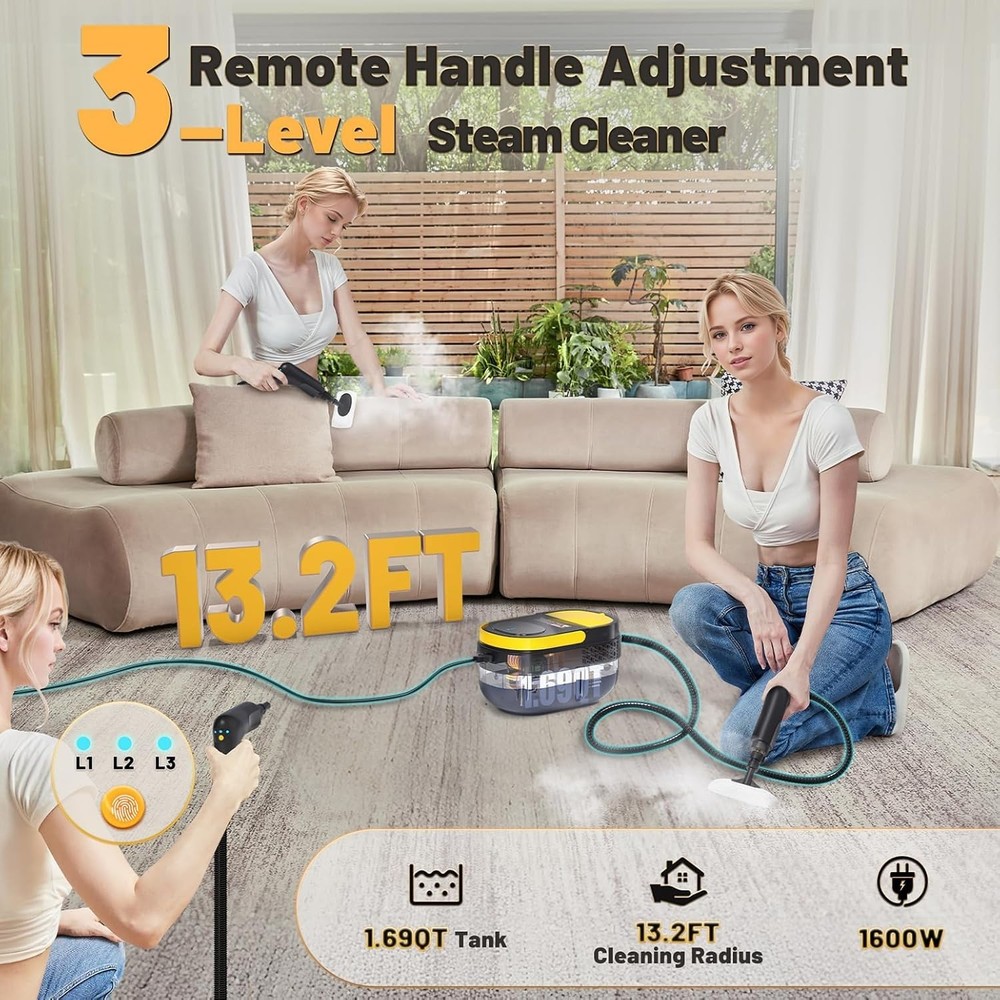 Multi-Surface Steam Cleaner - 15 Piece Accessory Kit & 13.2 Ft Cleaning Radius