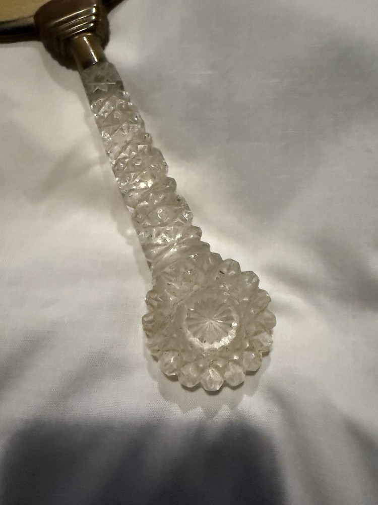 1920 Celluloid Hand Mirror With Crystal Handle