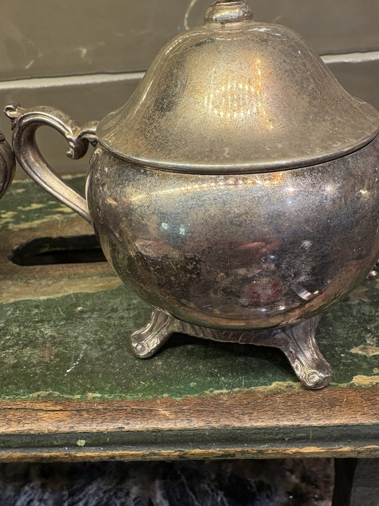 Vtg Fb Rogers Silver Co Lidded Sugar & Creamer Silverplate Set