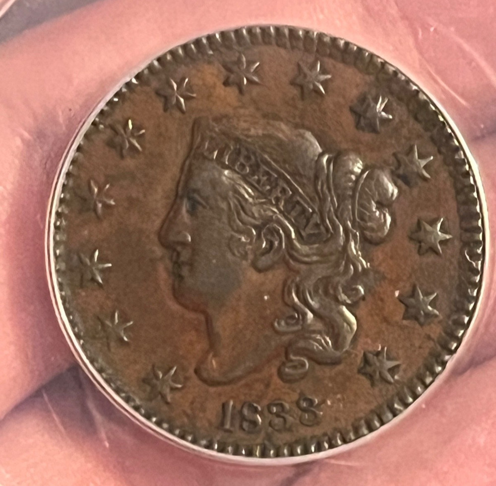 1833 Coronet Large cent , Double profile nice XF-45 better date & grade