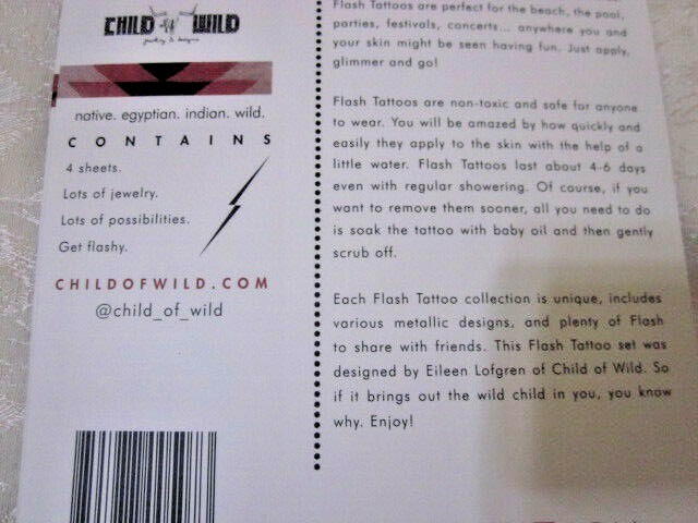 Wild Flash Tattoos Egyptian Authentic Metallic Temporary Waterproof 4 Sheets