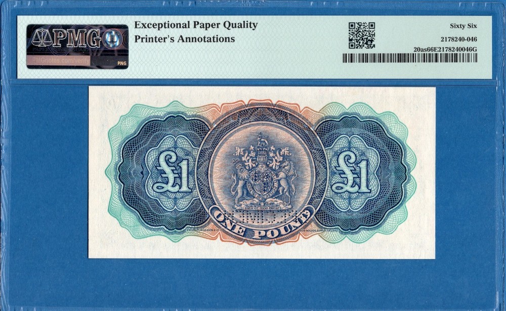 Bermuda/British Admin., 1 Pound, 000000 Specimen, 1952, Gem UNC-PMG66EPQ, P20as