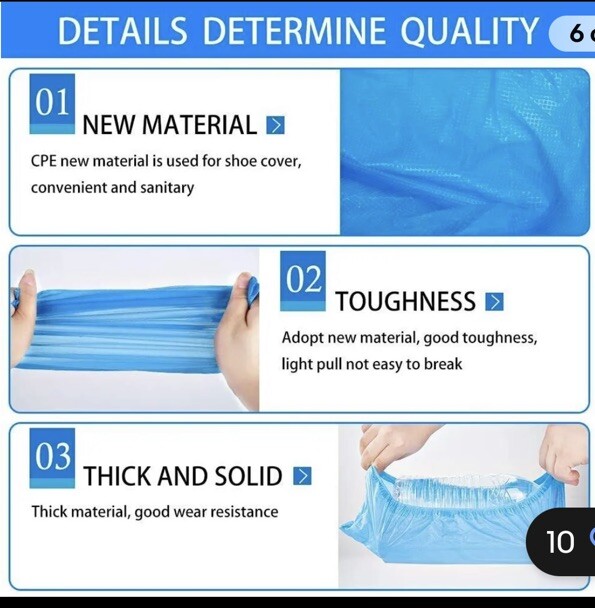 Buself Disposable Plastic Shoe Covers, 100 Pcs
