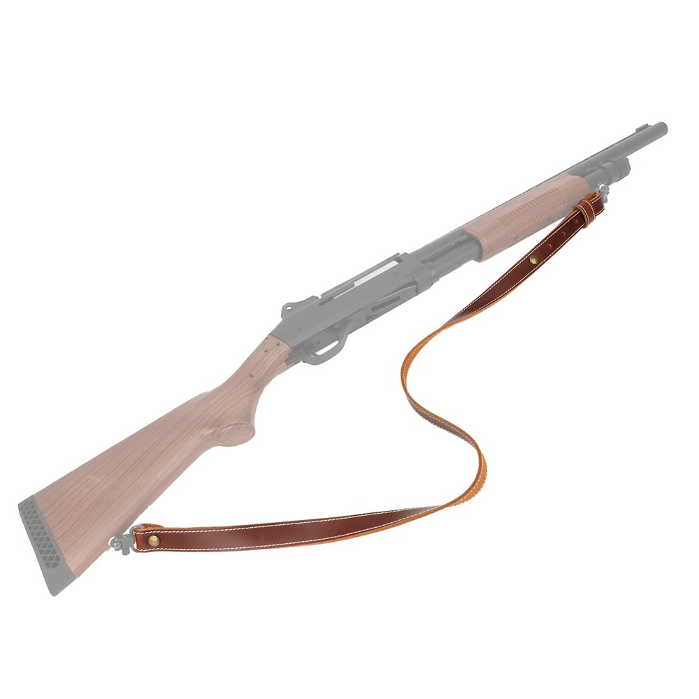2 Point Leather Gun Sling - Adjustable Strap, Quick Release Swivels for Rifle