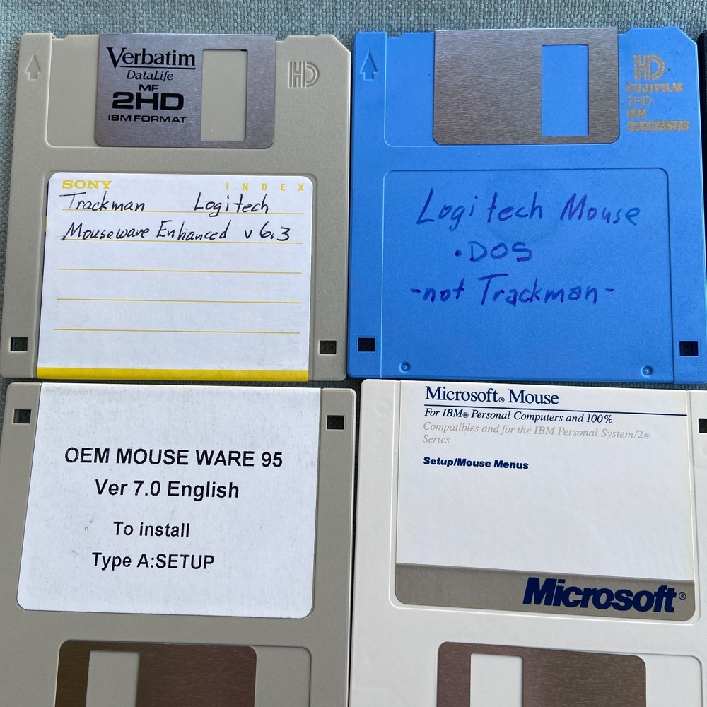 Computer Software Drivers Mouse Lot Microsoft Kensington Logitech OEM 1989 1988