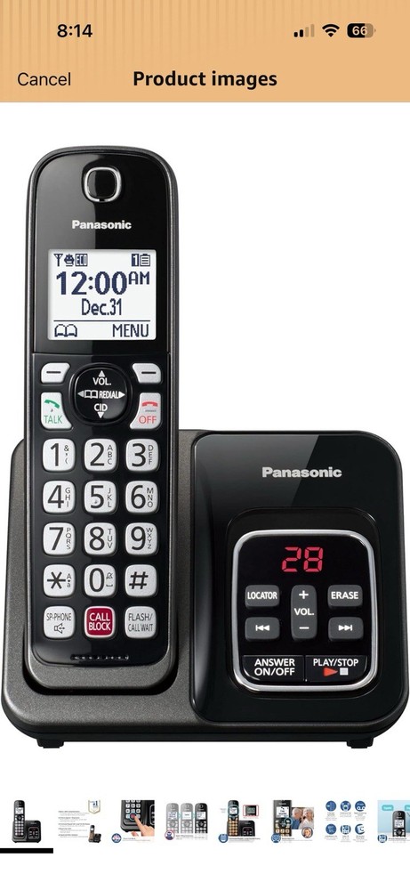 ☎️Panasonic Cordless Phone with Answering Machine, Advanced Call Block