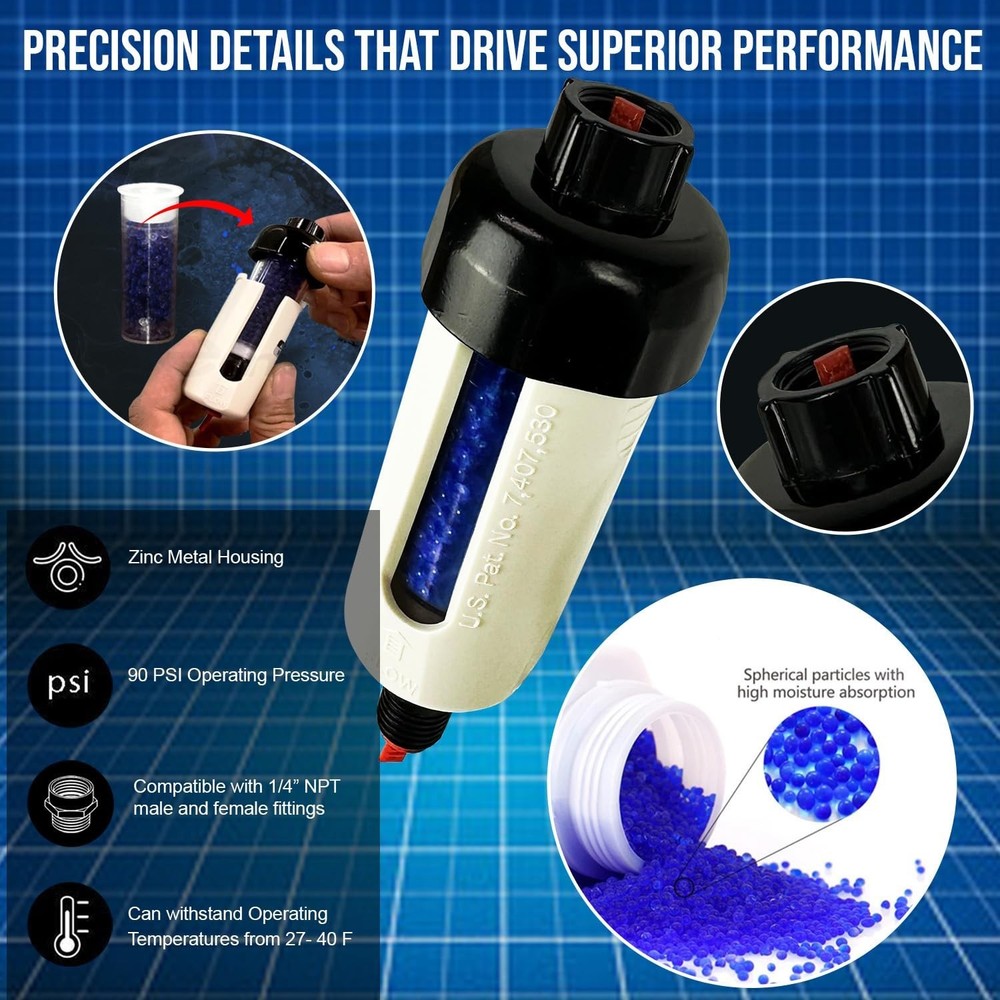 Air Dryer for Compressor with Replaceable Desiccant Element, Water Separator ...