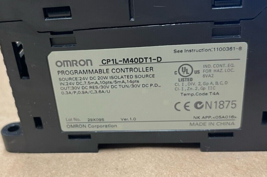 Omron CP1L-M40DT1-D Programmable Controller w/ CP1W-8ED Expansion Module