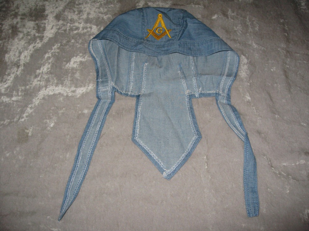 Blue Masonic Square Compass Shrine Past Master Do Rag Skull Cap Fraternity NEW!