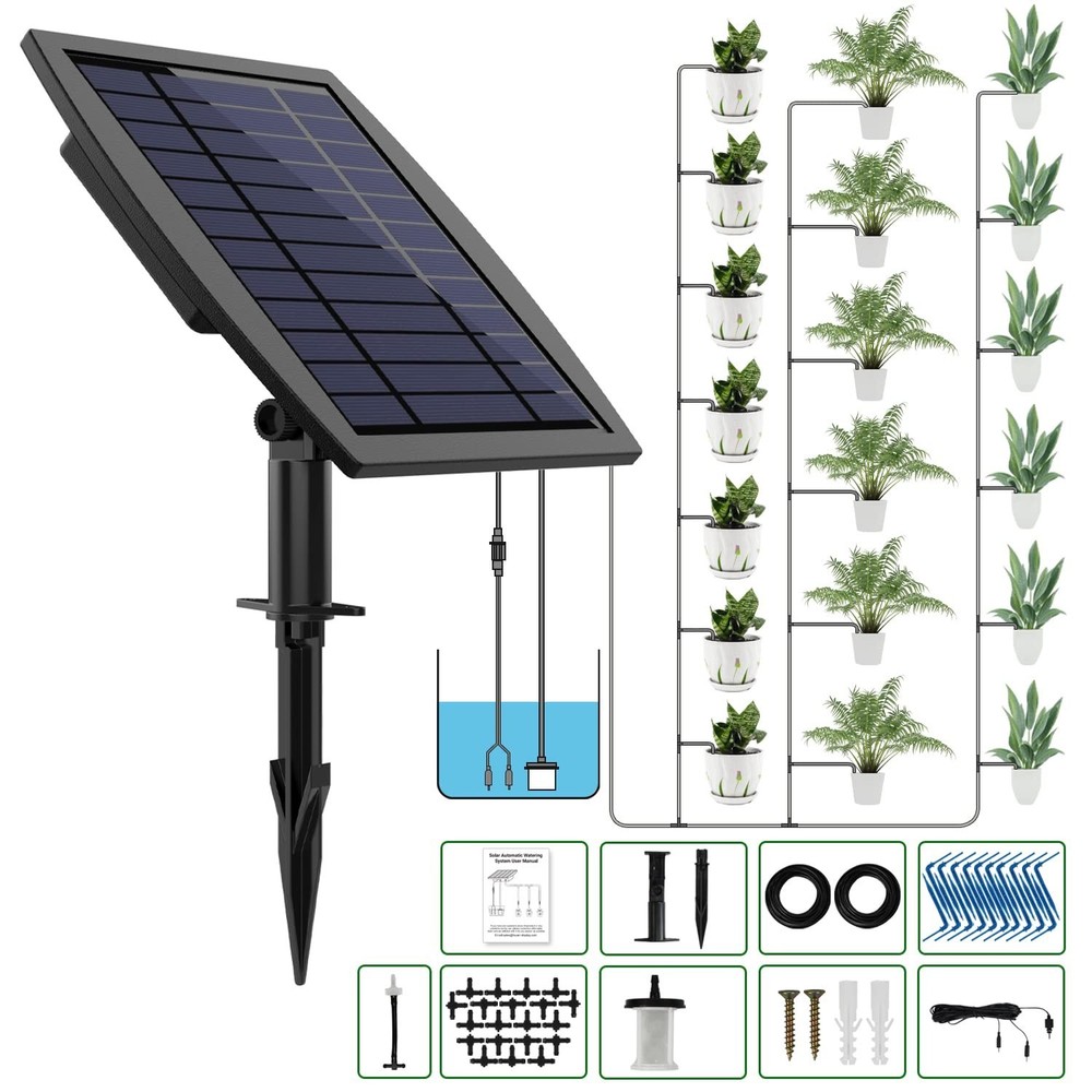 Eco-Friendly Solar Automatic Drip Irrigation System - Supports 30 Pots, 12 Modes