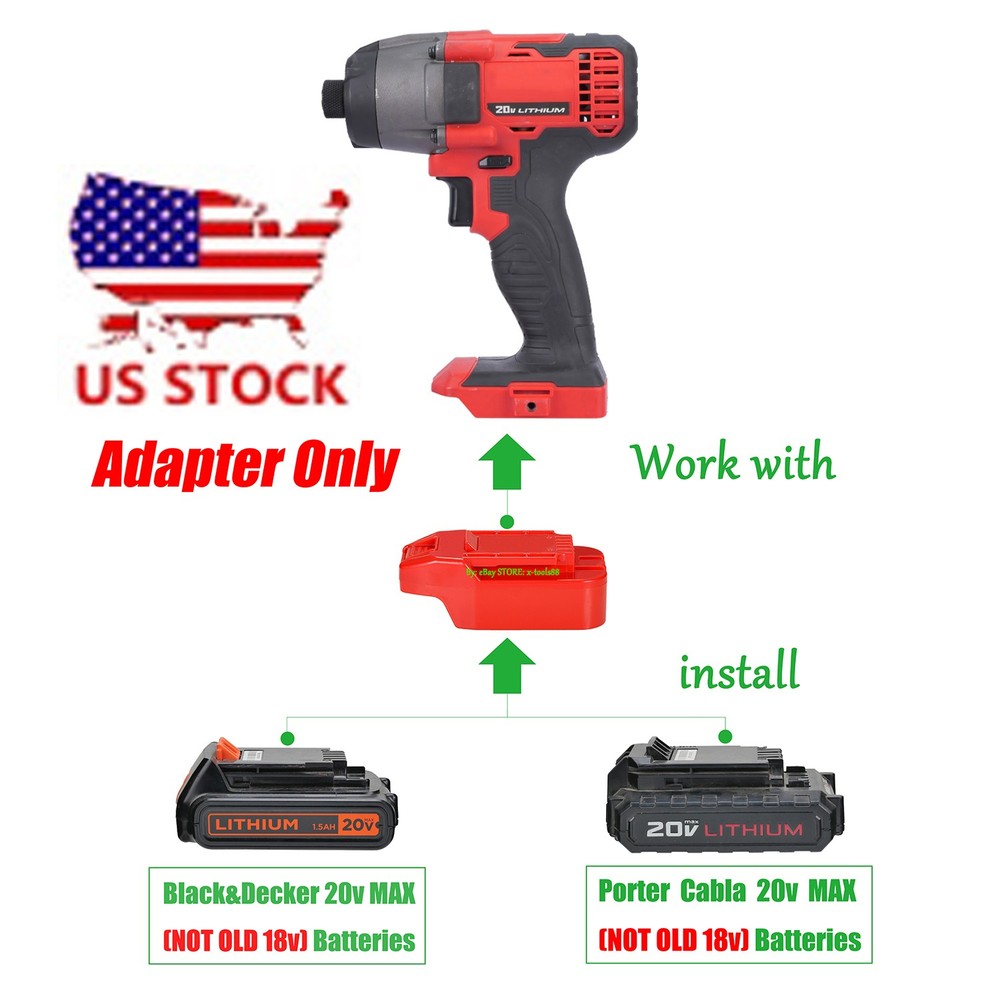 1 Adapter for Porter Cable/Black&Decker 20V Battery Power To for Bauer 20V Tools