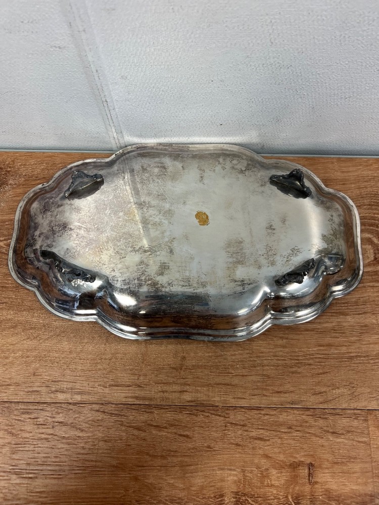 Oval Silverplated Four-Footed Trinket Tray Serving Platter