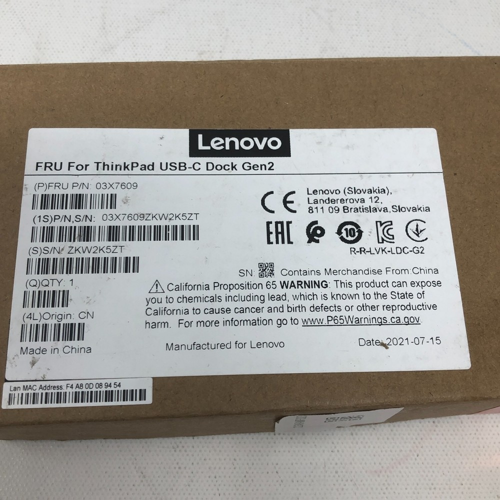 Lenovo FRU for ThinkPad USB-C Dock Gen2