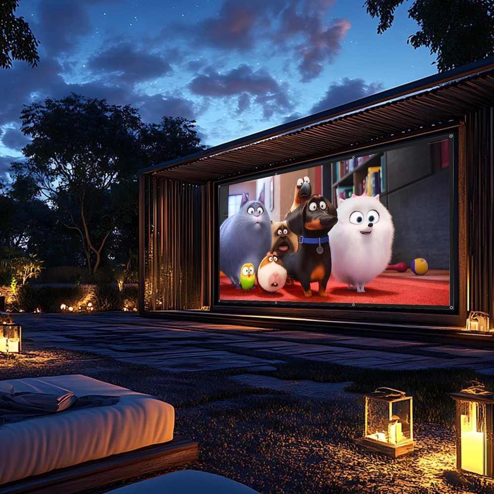 Projector Screen - 120 inch Projector Screen 16:9 Washable Foldable Portable ...