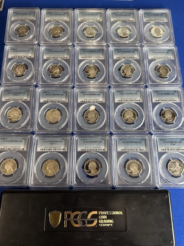 20- Graded Quarters From PCGS PR69DCAM 1776-1995