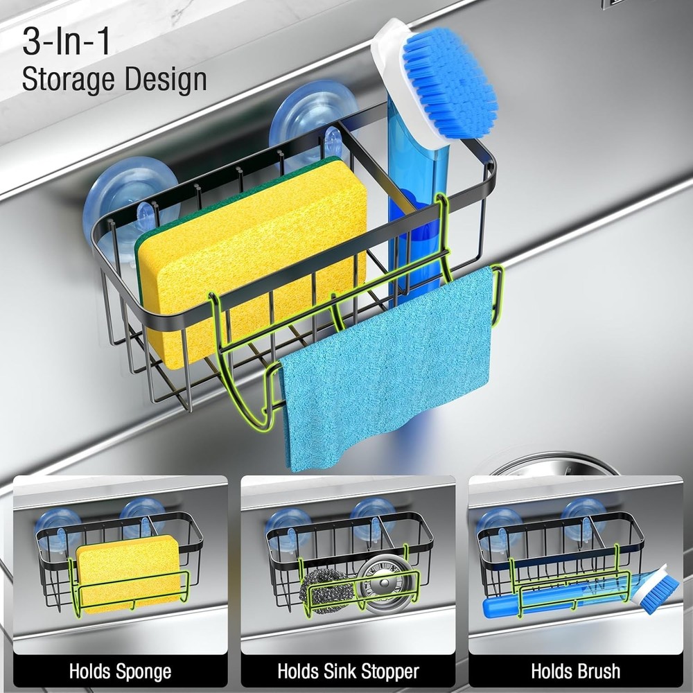 Organizador Esponja Cocina Bano Adhesivo Con Ventosa Extra 7.09"L x 4.33"W x 2.7