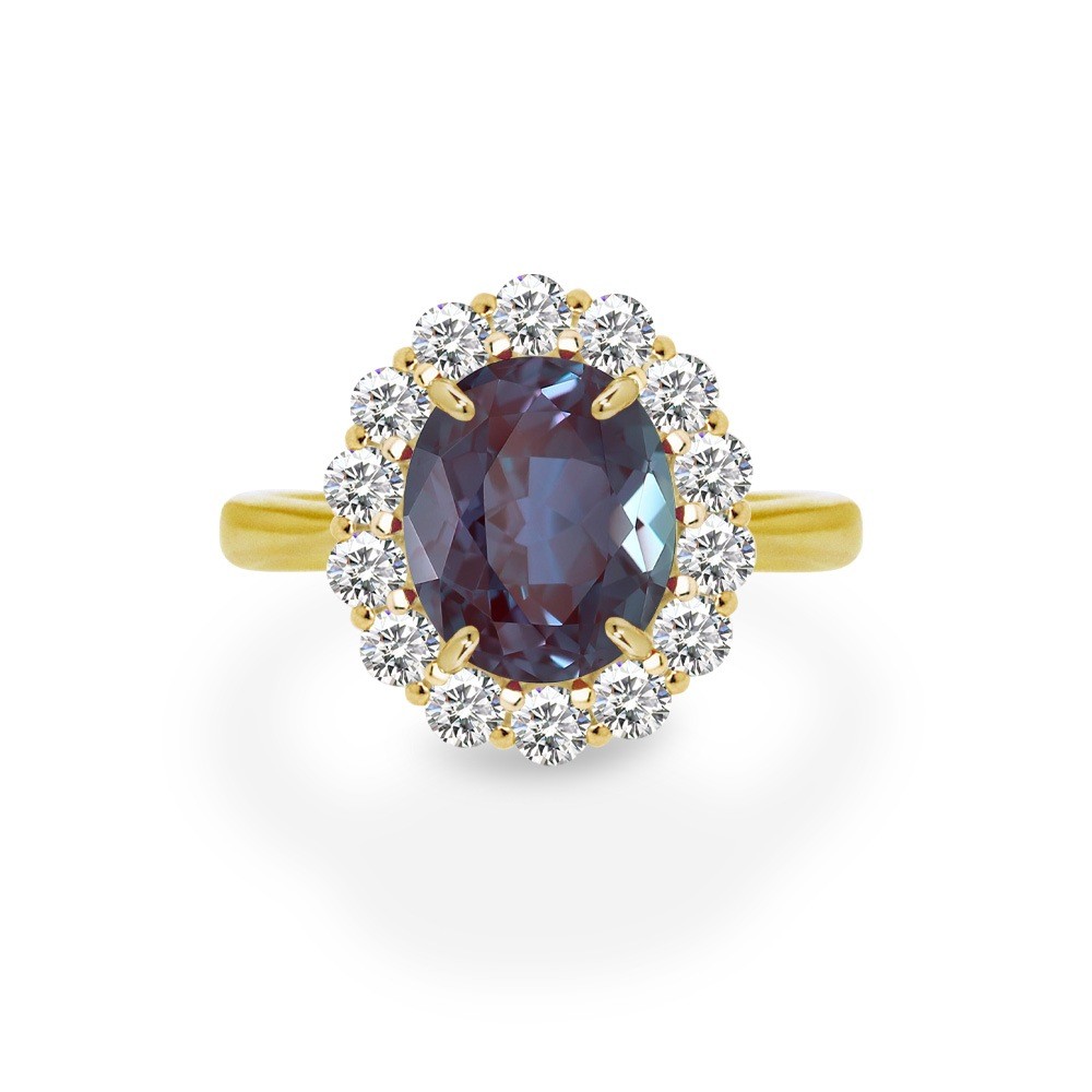 Platinum/K18 3.5ct Oval Lab-Grown Alexandrite Ring