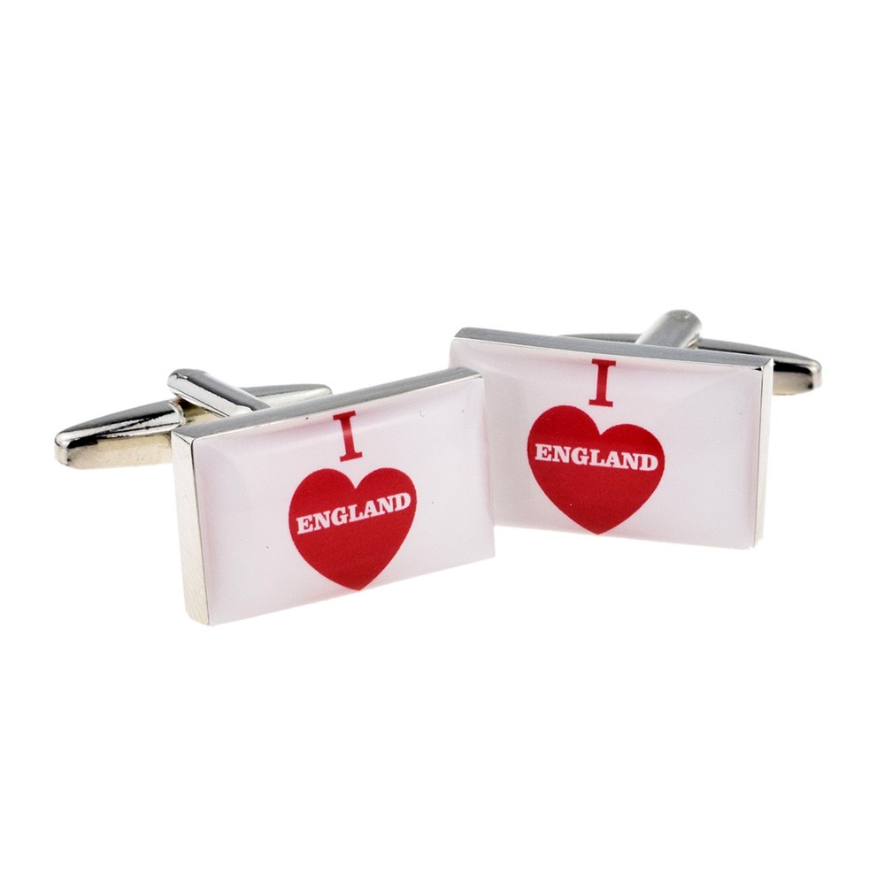I Love England Heart Design Rectangular Cufflinks