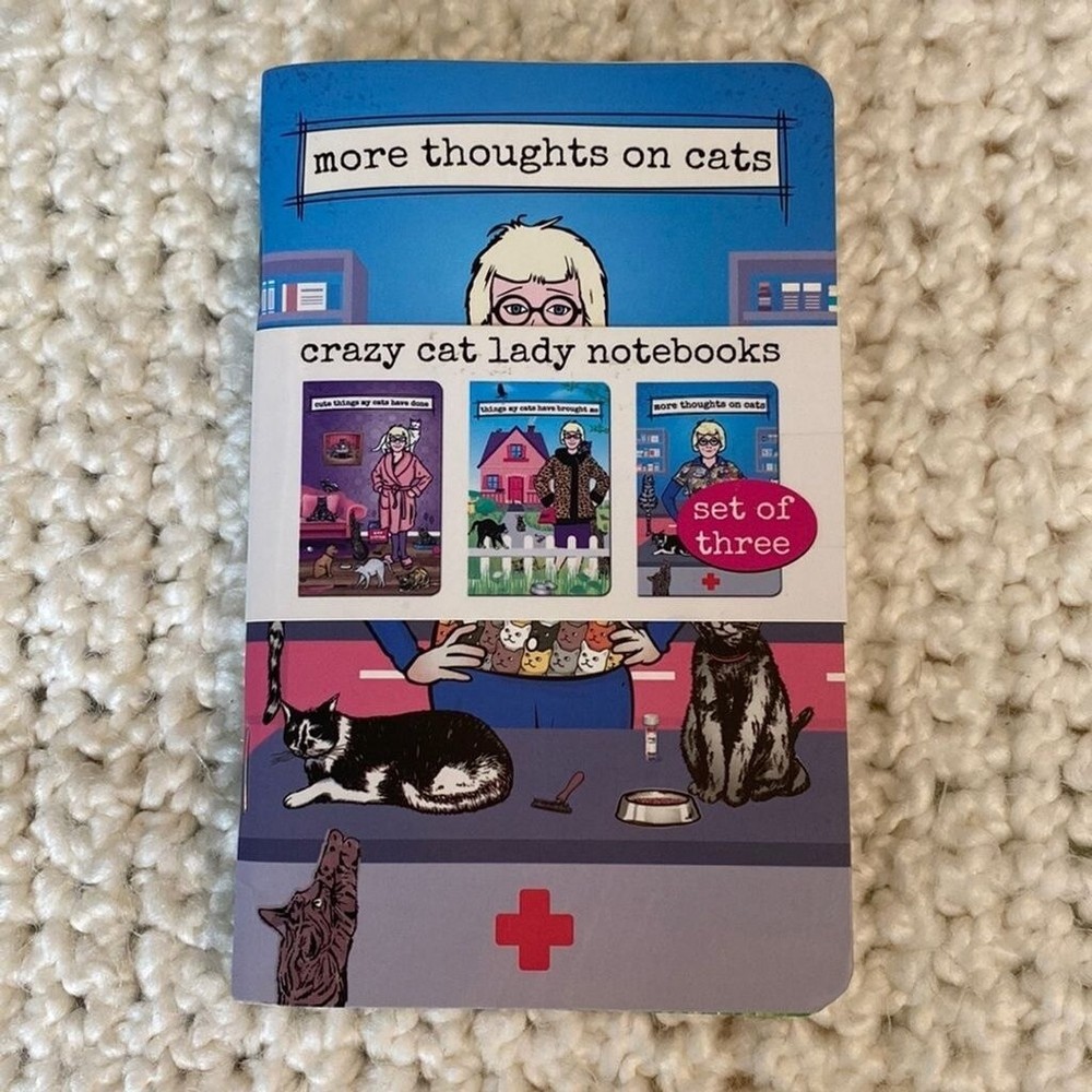 Three Crazy Cat Lady Archie McPhee Notebooks