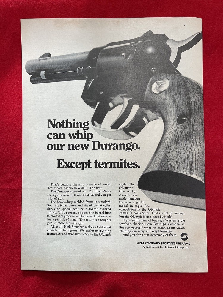 Vintage 1970 High Standard Durango Revolver Print Ad