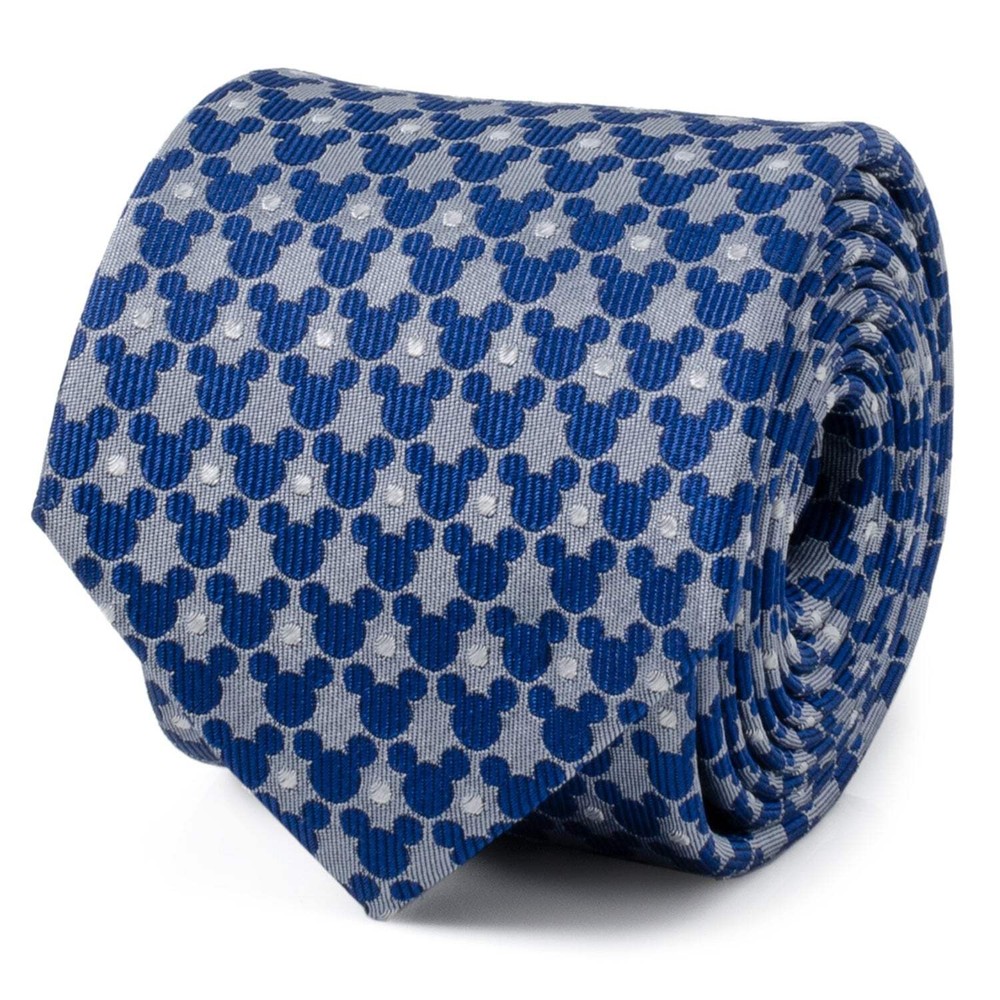 Disney Mickey Mouse Silhouette Pattern Dot Blue Tie