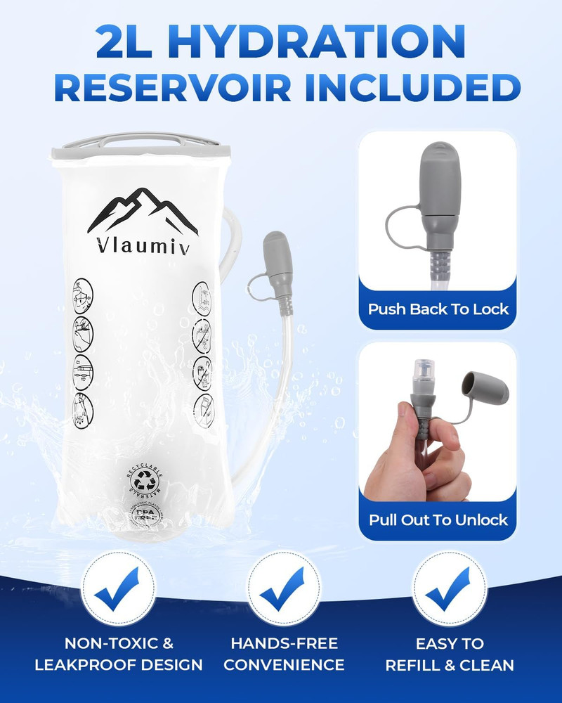 Running Vest with 2L Water Bladder, Hydration Backpack with Adjustable Straps, L