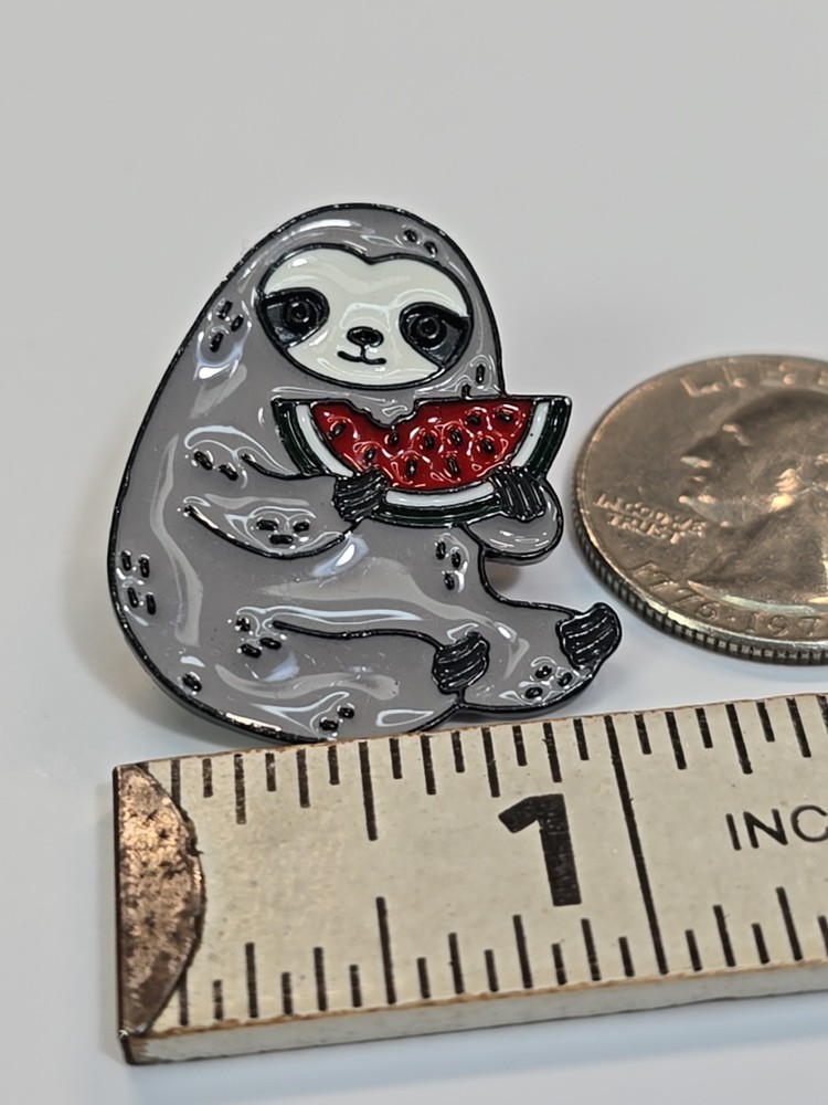 Sloth With A Watermelon Slice Lapel Pin
