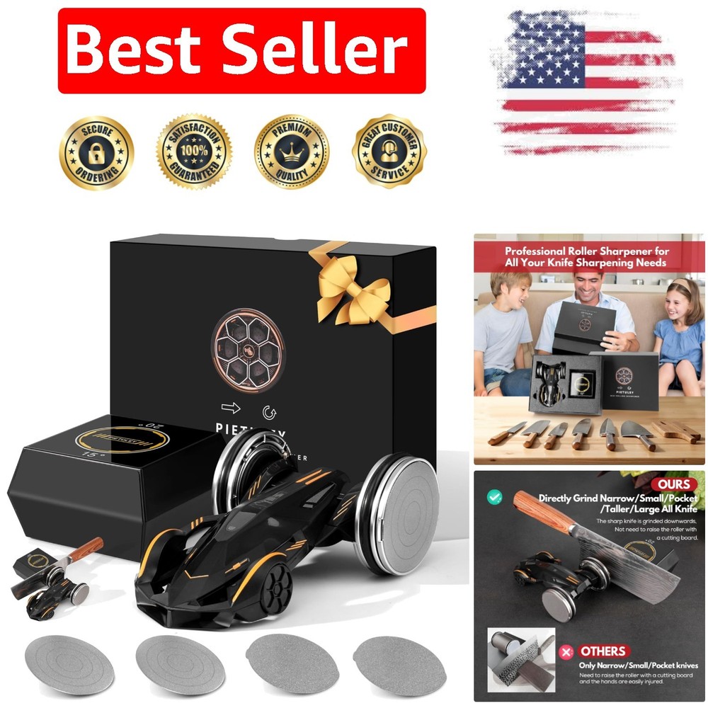 Versatile Rolling Knife Sharpener with Replaceable Diamond Discs for All Knives