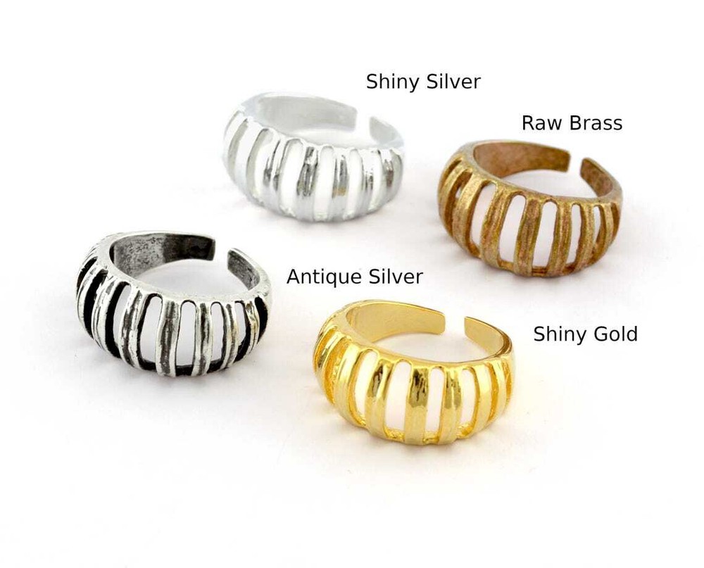 Cage ring, Pumpkin Ring Adjustable Brass Antique silver Shiny silver, gold 5591