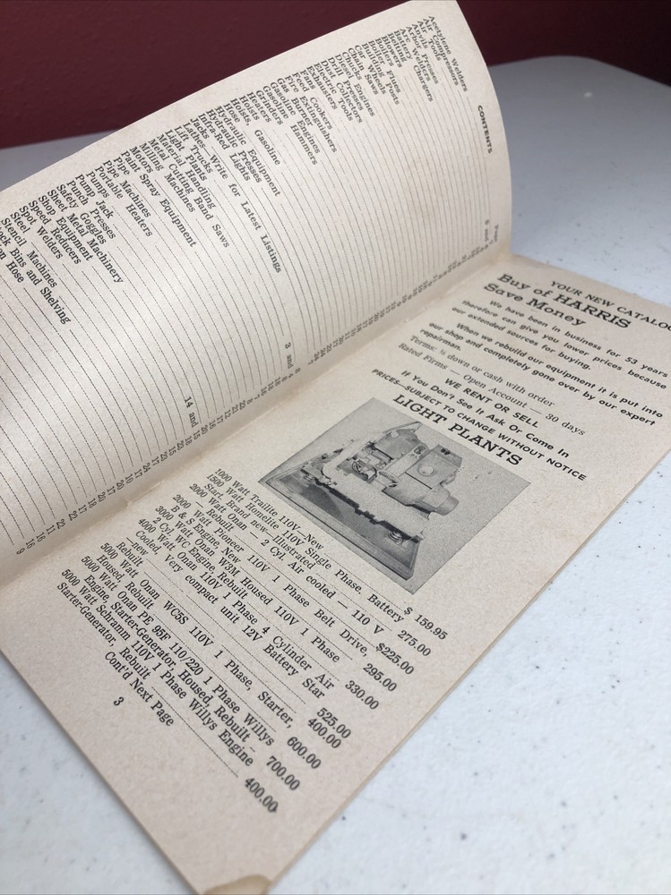 Vintage Harris Machinery Co. Catalog 58