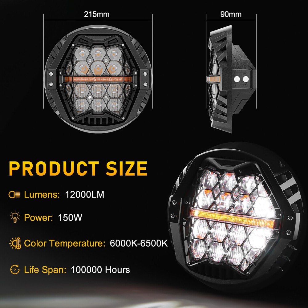 7" LED Headlight + 4.5'' Passing Light For Harley Heritage Softail Classic FLSTC