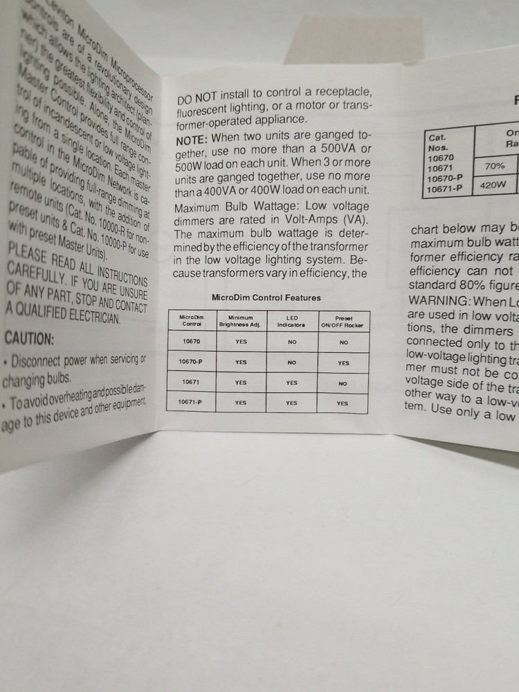 Leviton Microprocessor DIMMER - 10671-000 (New) LED 2 Key Low Voltage.