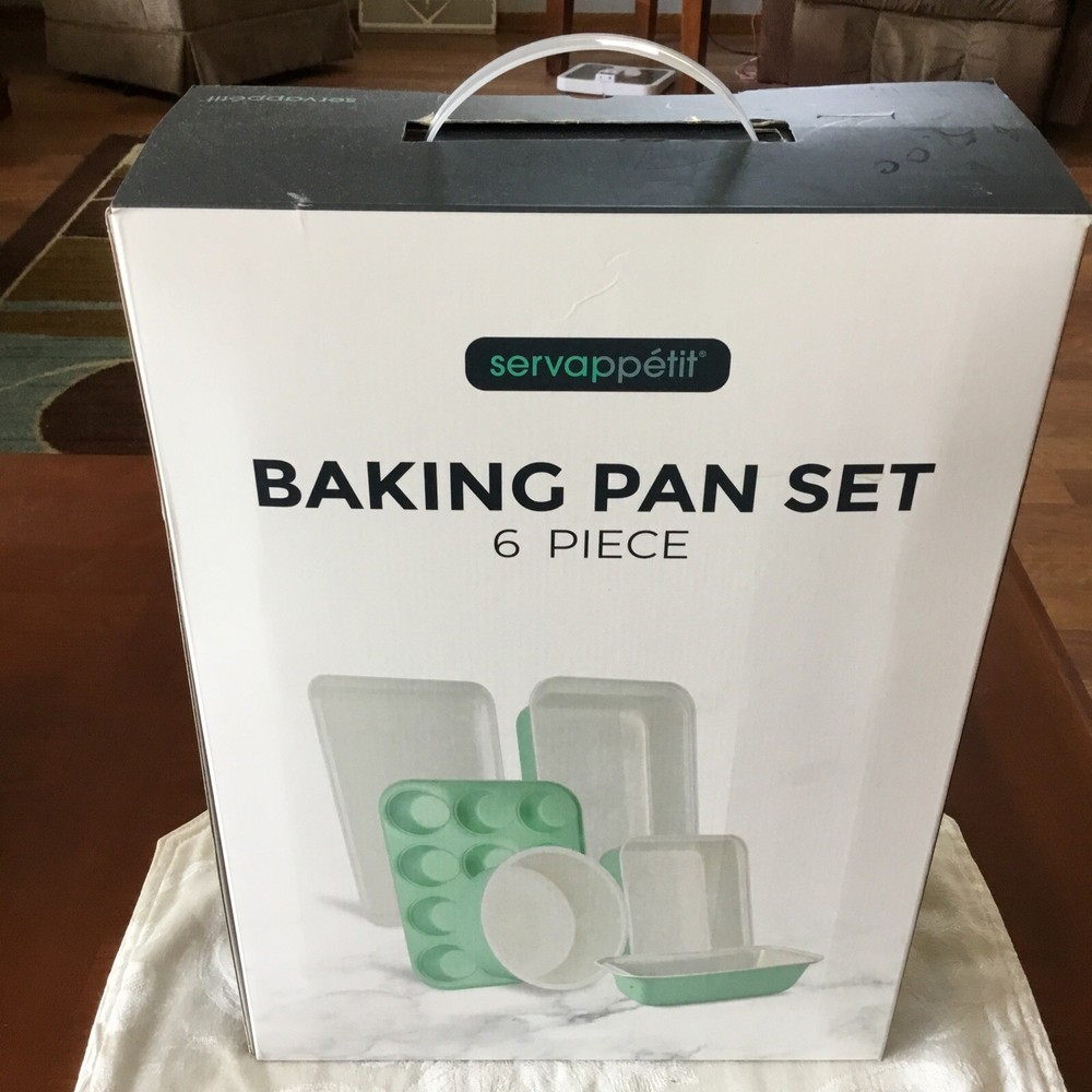 Servappetit 6 Piece Kitchen Baking Pan Set Mint And White NEW IN BOX!