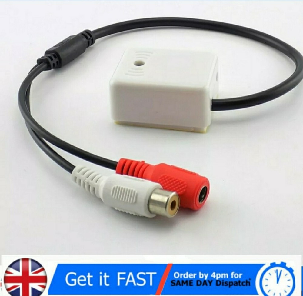 CCTV Camera Audio Microphone RCA DC High Sensitivity Gain Stick-on Mic for DVR